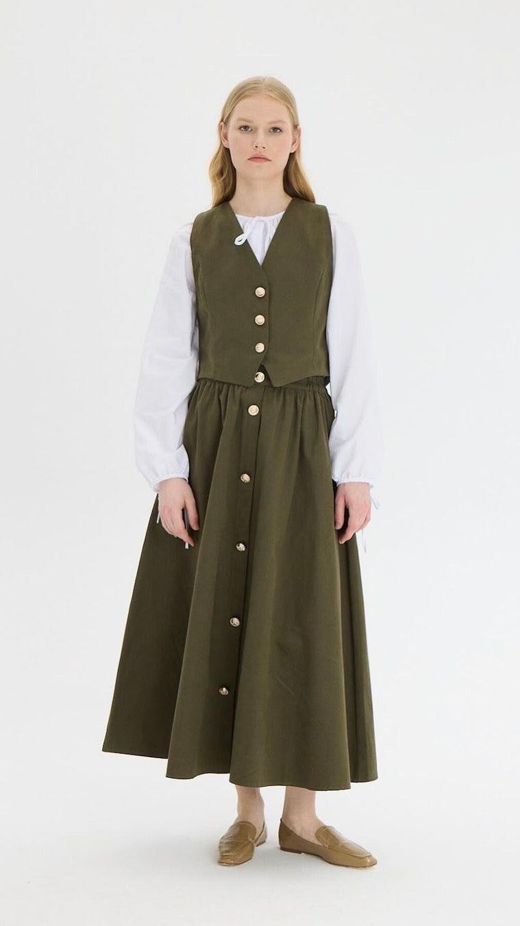 Three-Piece Vest Skirt Blouse Set - Modern & Elegant - Acadia House