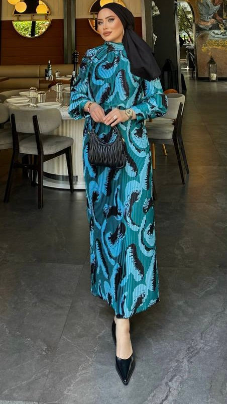 Teal Accordion Dress – Final Sale Official - Acadia House