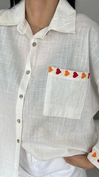 Embroidered Button Down Shirt – Clearance Sale - Acadia House