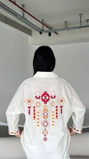 Embroidered Button Down Shirt – Clearance Sale - Acadia House