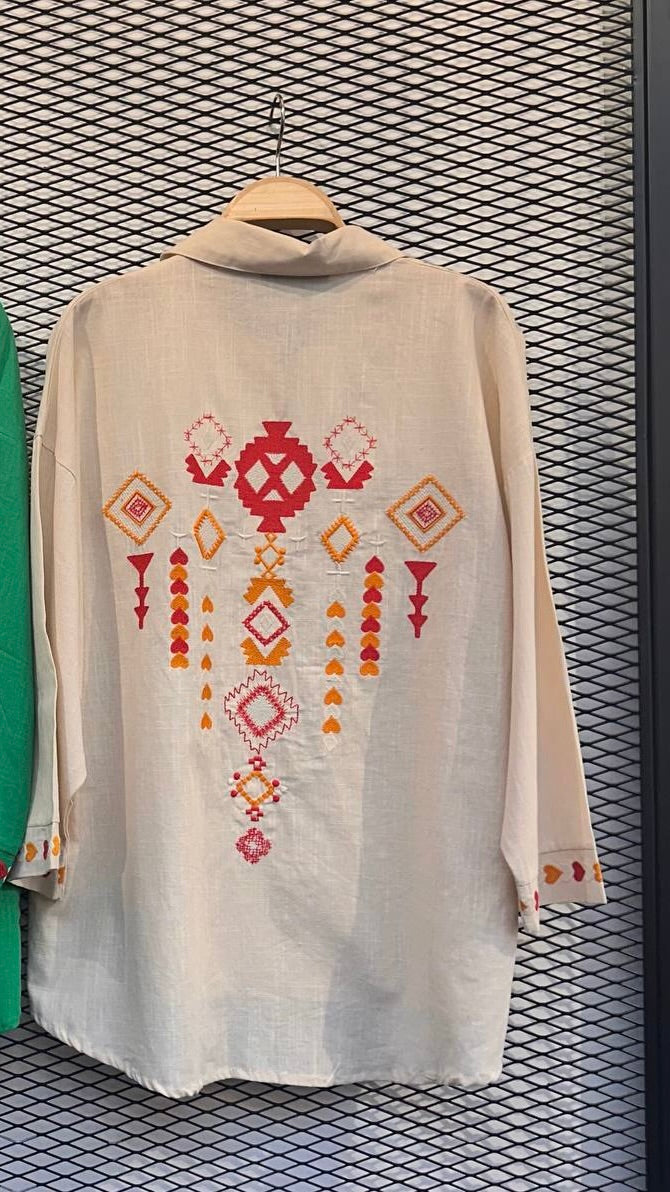 Embroidered Button Down Shirt – Clearance Sale - Acadia House