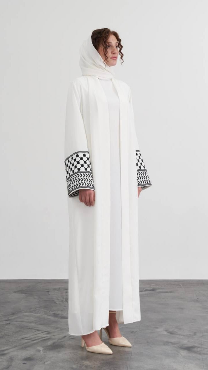 Kuffiyeh Embroidered Open Abaya - Final Sale - Acadia House