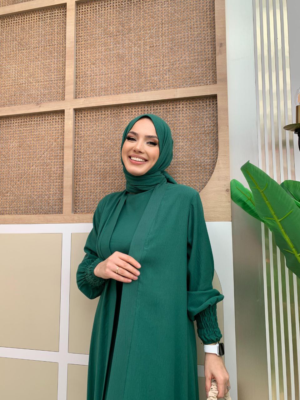 Four Piece Abaya Set Green – Modest Fashion - Acadia House