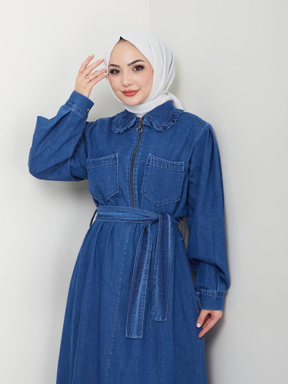 Denim Dress Dark Blue – Stylish Abaya Jeans - Acadia House