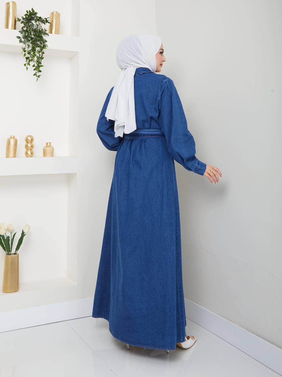 Denim Dress Dark Blue – Stylish Abaya Jeans - Acadia House