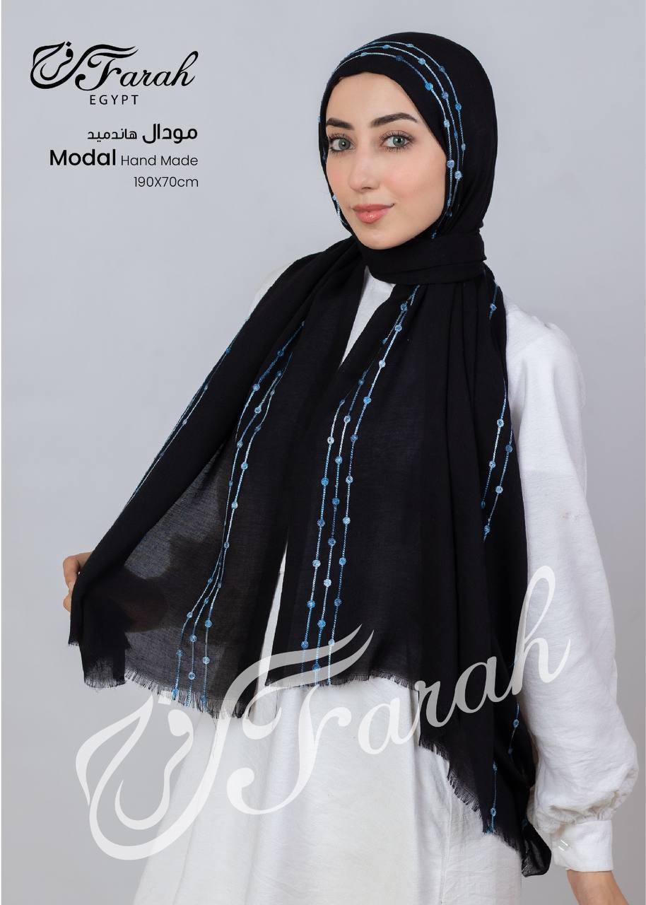 Modal- Handmade Farah -Black with blue lines