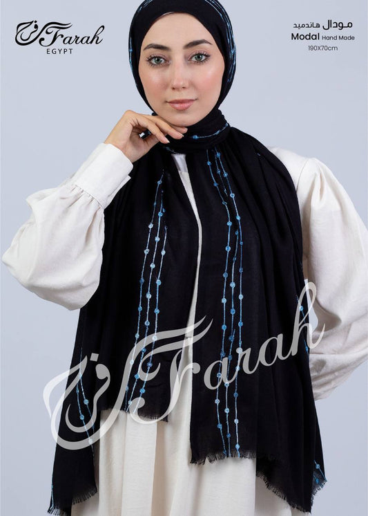 Modal- Handmade Farah -Black with blue lines