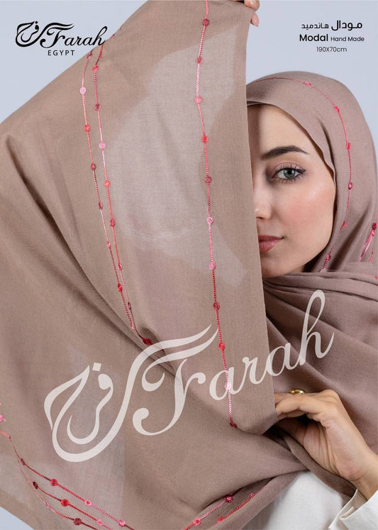 Modal- Handmade Farah -Brown with red lines