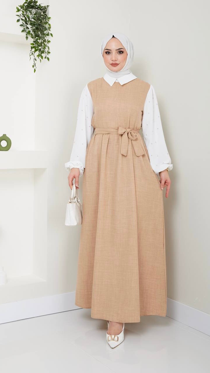 Collar Dress -Beige