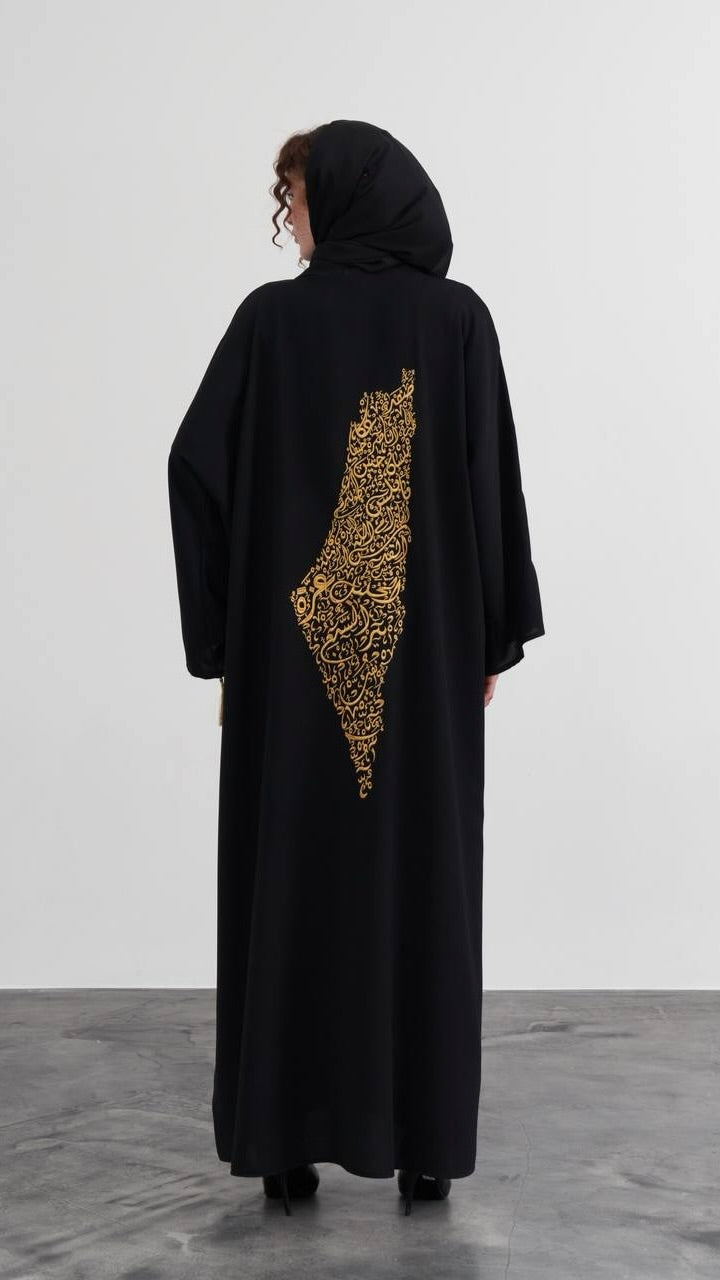 Map of Palestine Open Abaya- Arabic Calligraphy