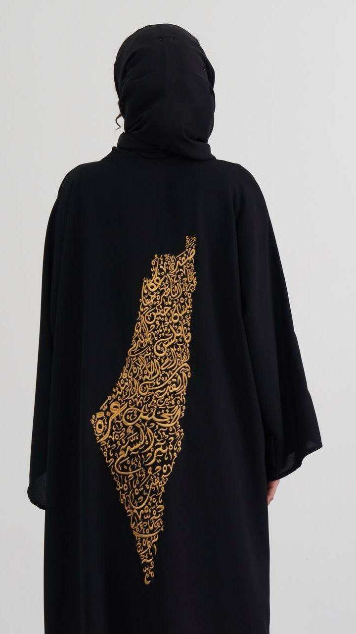 Map of Palestine Open Abaya- Arabic Calligraphy