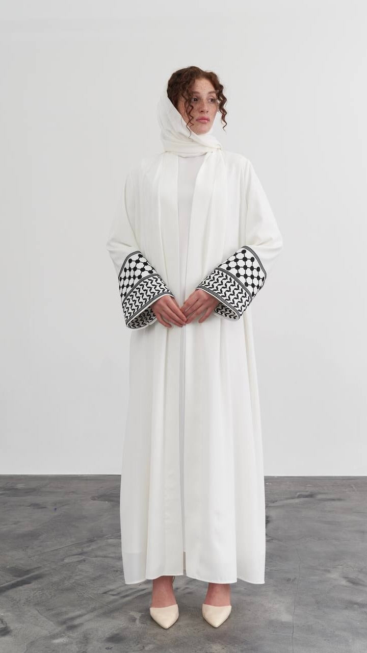 Kuffiyeh Design Open Abaya