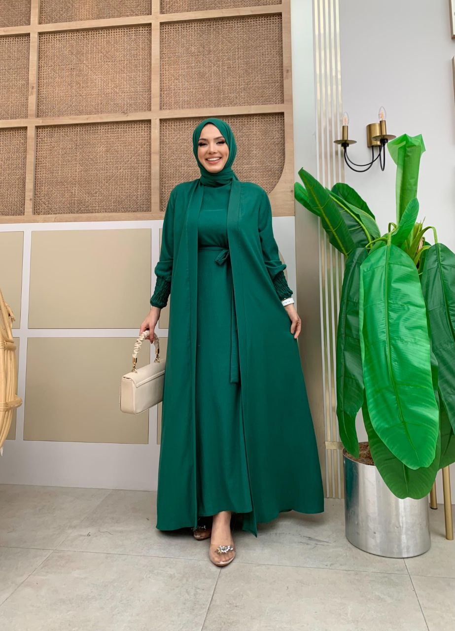 Four Piece Abaya Set Green – Modest Fashion - Acadia House​