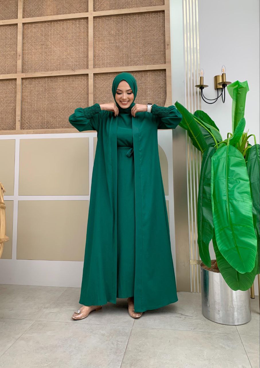 Four Piece Abaya Set Green – Modest Fashion - Acadia House​