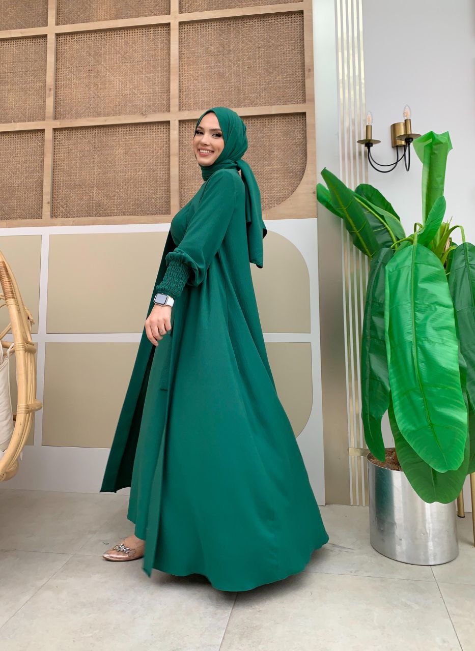 Four Piece Abaya Set Green – Modest Fashion - Acadia House​