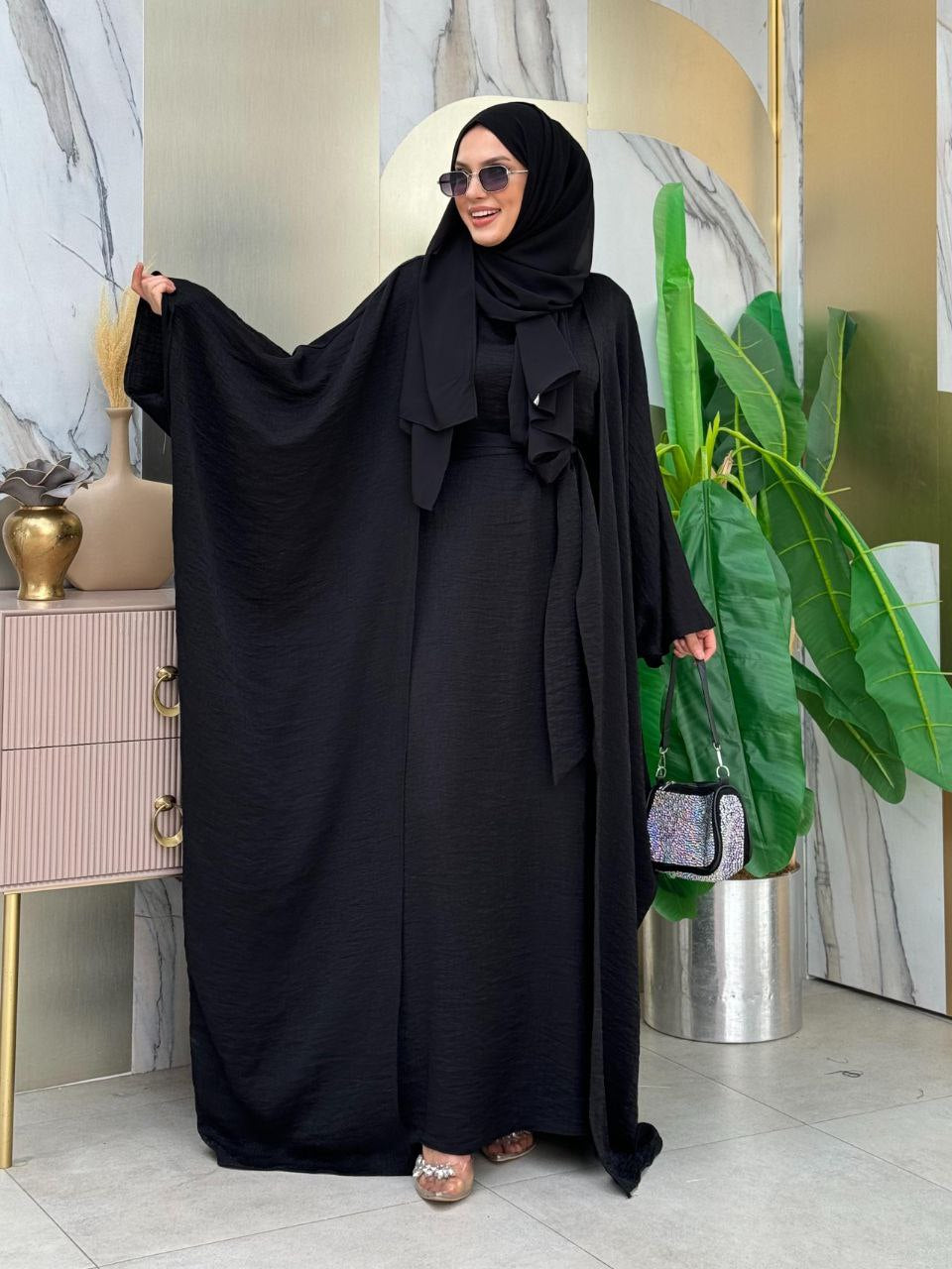 Farasha Black Abaya – Modest Butterfly Dress – Acadia House​
