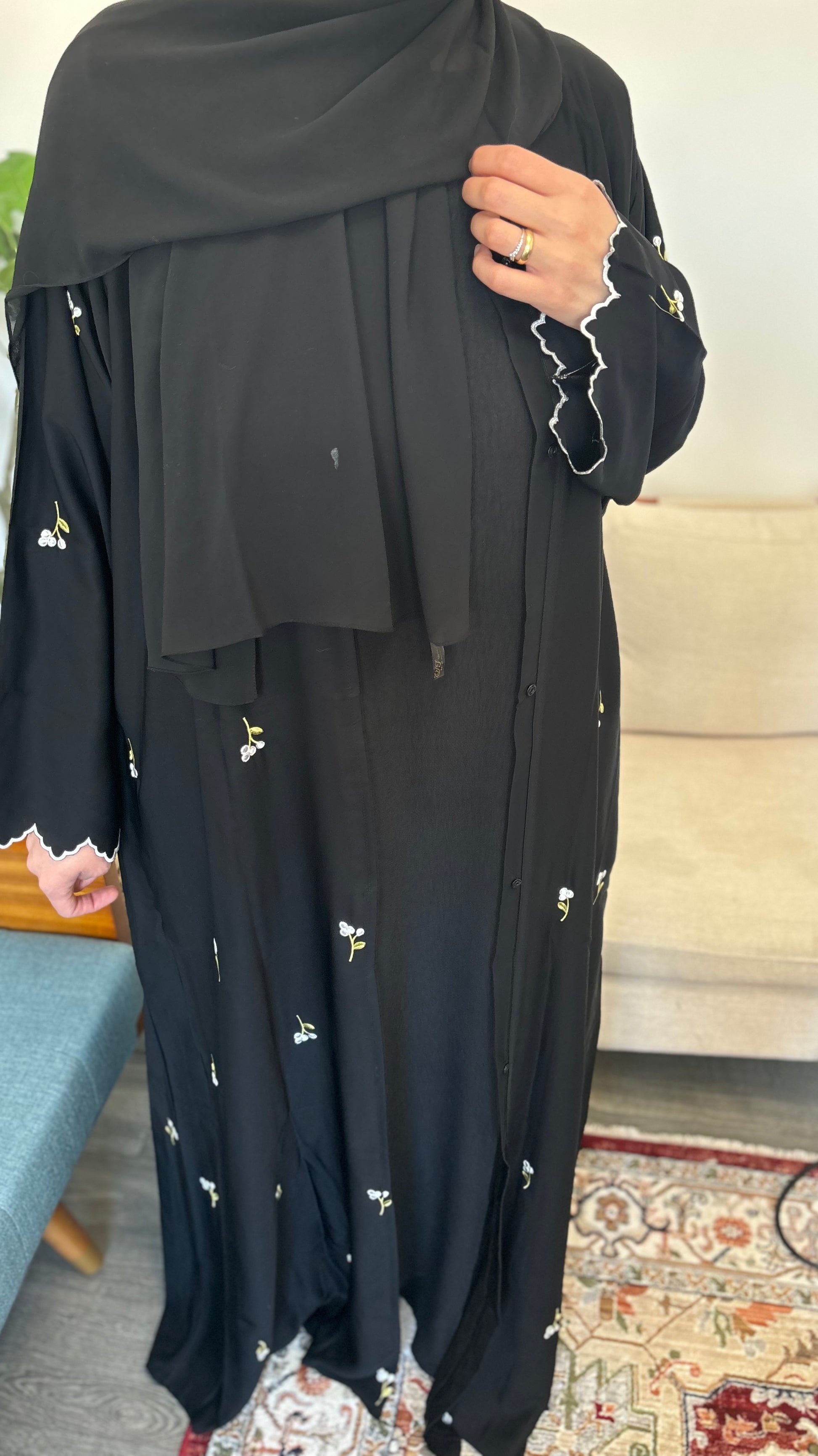Elegant Embroidered Open Abaya – Modest Wear – Acadia House